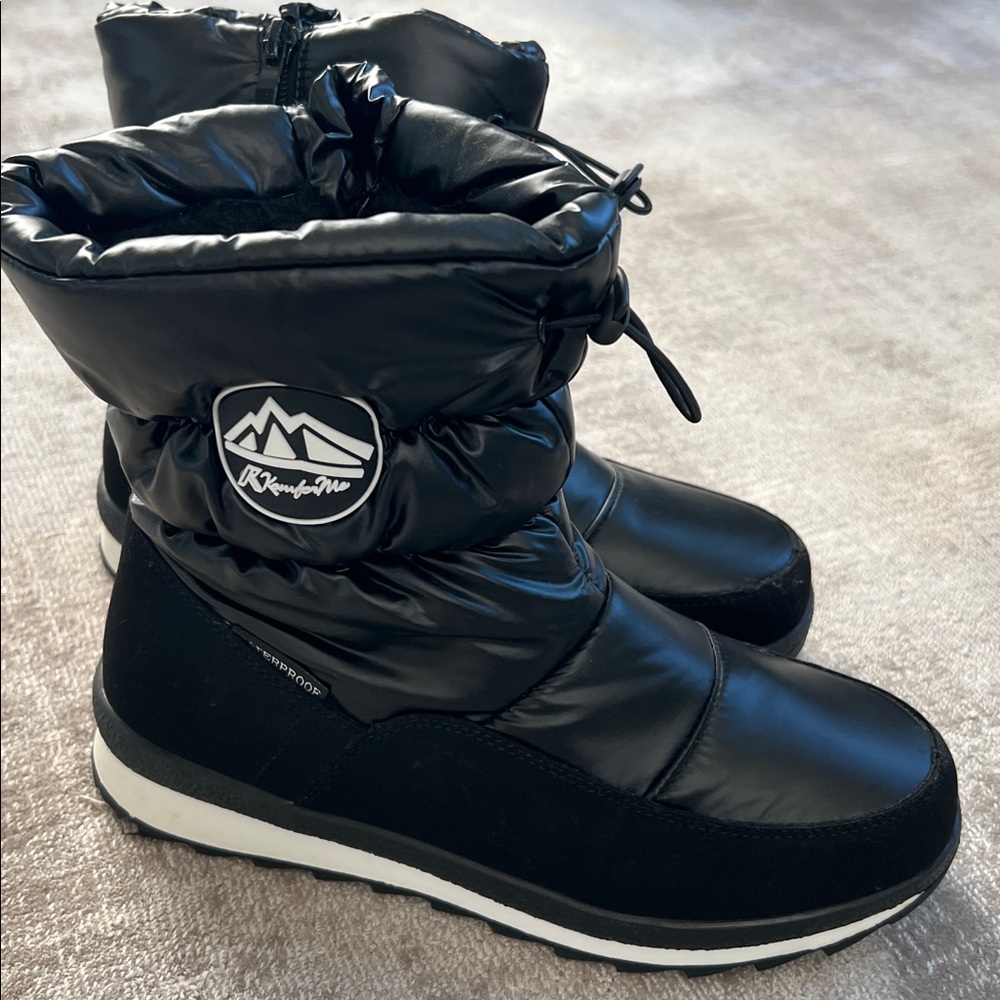 Black Winter Boots with Logo US Size 5
